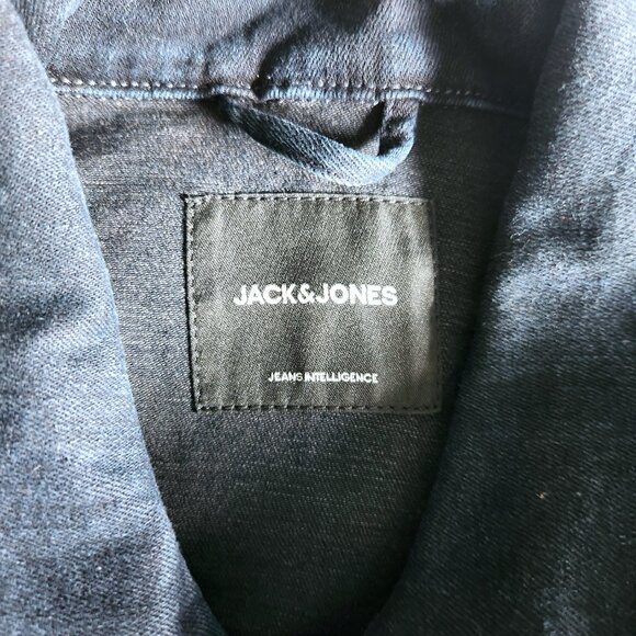 Jack and Jones Denim Jacket Men's Med. Trucker Jean Dark Blue Jeans Intelligence - Picture 7 of 10